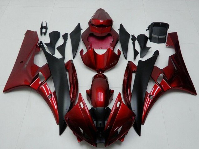 Discount 2006-2007 Red Matte Black Yamaha YZF R6 Motorcycle Fairing Kits Canada