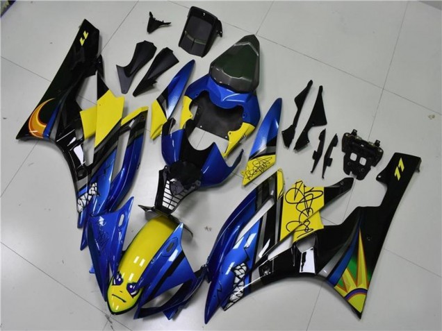 Discount 2006-2007 Blue Yellow Glossy Black Shark Yamaha YZF R6 Motorcycle Fairings Canada