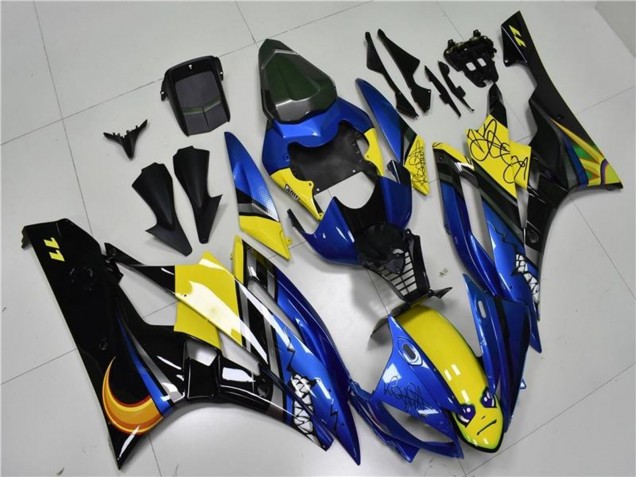 Discount 2006-2007 Blue Yellow Glossy Black Shark Yamaha YZF R6 Motorcycle Fairings Canada
