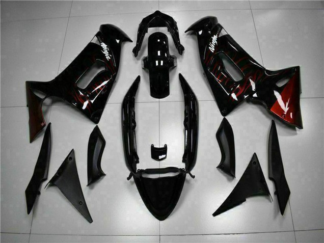 Discount 2006-2008 Glossy Black Red Flame Kawasaki EX650 Motorcycle Fairings Canada