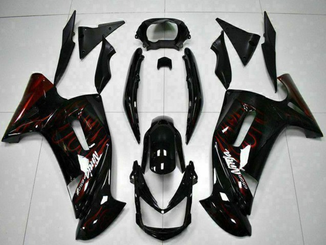 Discount 2006-2008 Glossy Black Red Flame Kawasaki EX650 Motorcycle Fairings Canada