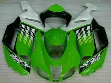 Discount 2007-2008 Green White Ninja Kawasaki ZX6R Motorcycle Fairings Canada