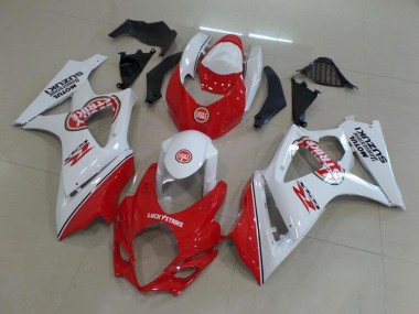 Discount 2007-2008 White Red Lucky Strike Suzuki GSXR 1000 Motorcycle Fairing Canada