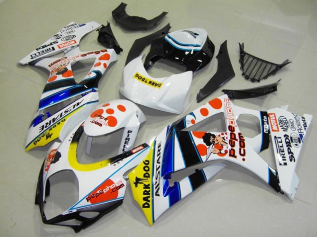 Discount 2007-2008 White Red Yellow Blue Black Pepe Phone Suzuki GSXR 1000 Motorcycle Fairings Canada
