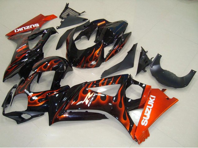 Discount 2007-2008 Glossy Black Orange Flame Suzuki GSXR 1000 Motorcycle Fairings Canada