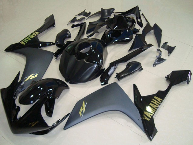 Discount 2007-2008 Glossy Black Matte Black Gold Yamaha YZF R1 Motorcycle Fairings Canada