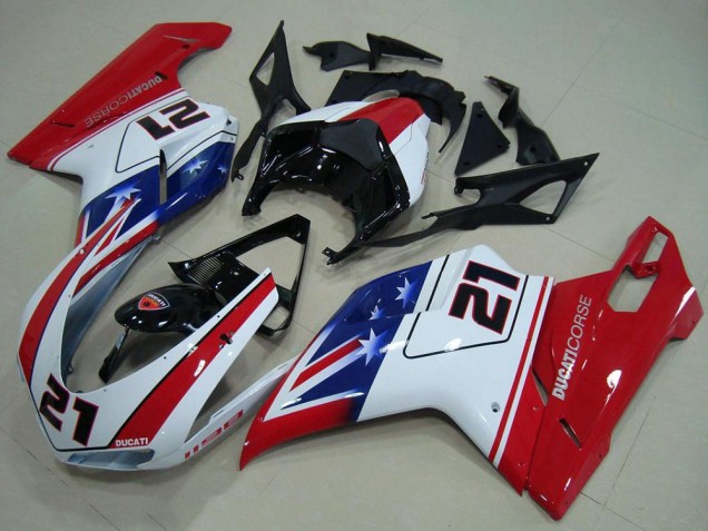 Discount 2007-2014 White Red Blue Glossy Black 21 Ducati 1198 Motorcycle Fairings Canada