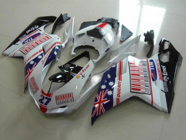 Discount 2007-2014 White Blue Red Glossy Black American Flag Tim 27 Ducati 848 1098 1198 Motorcycle Fairings Canada