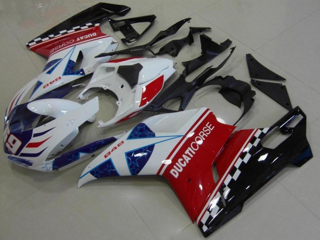 Discount 2007-2014 White Red Blue Glossy Black Corse 69 Ducati 848 Motorcycle Fairing Canada