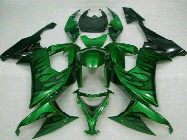 Discount 2008-2010 Glossy Black Green Flame Kawasaki ZX10R Motorcycle Fairings Canada