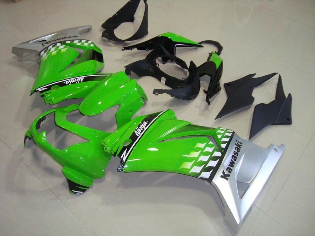 Discount 2008-2012 Green Silver Kawasaki ZX250R Motorcycle Fairings Canada