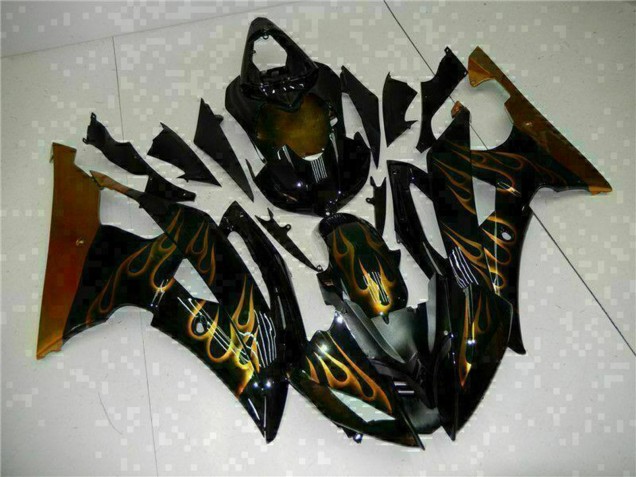 Discount 2008-2016 Glossy Black Gold Flame Yamaha YZF R6 Motorcycle Fairings Canada