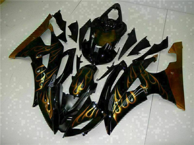 Discount 2008-2016 Glossy Black Gold Flame Yamaha YZF R6 Motorcycle Fairings Canada