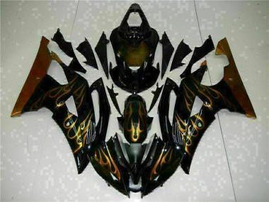 Discount 2008-2016 Glossy Black Gold Flame Yamaha YZF R6 Motorcycle Fairings Canada