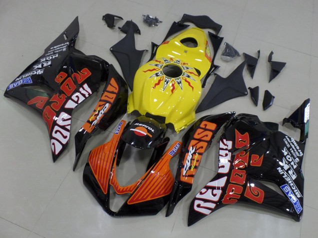 Discount 2009-2012 Yellow Orange Glossy Black Rossi Racing Honda CBR600RR Motorcycle Fairings Canada