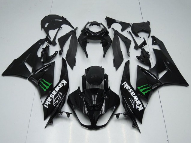 Discount 2009-2012 Glossy Black Green Monster Kawasaki ZX6R Motorcycle Fairings Canada