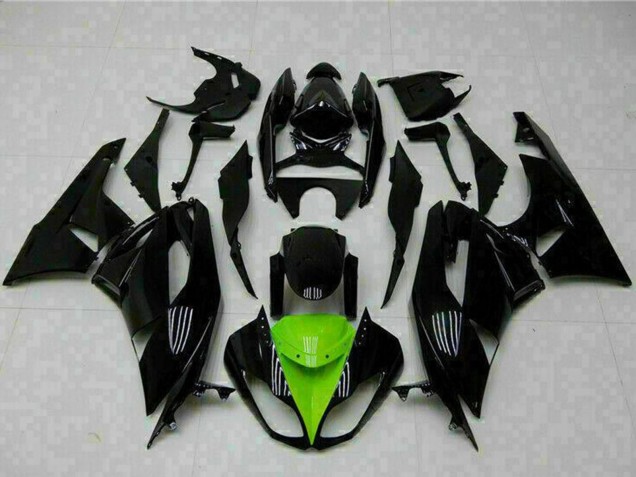 Discount 2009-2012 Glossy Black Green Kawasaki ZX6R Motorcycle Fairings Canada
