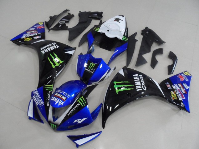 Discount 2012-2014 White Blue Glossy Black Green Graves Yamalube Monster Yamaha YZF R1 Motorcycle Fairings Canada