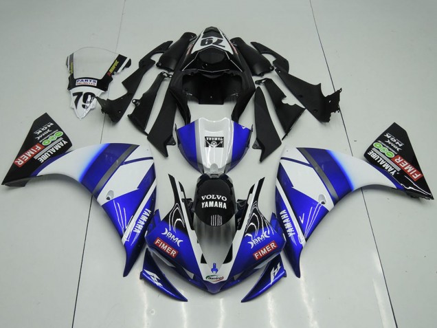 Discount 2012-2014 White Blue Glossy Black Volvo Fimer Yamalube Yamaha YZF R1 Motorcycle Fairings Canada