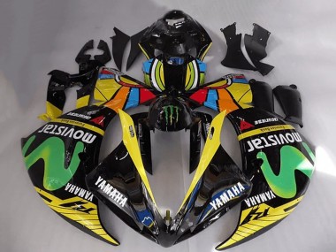 Discount 2012-2014 Glossy Black Yellow Green White Blue MoviStar Monster Yamaha YZF R1 Motorcycle Fairings Canada