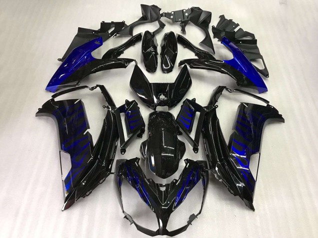 Discount 2012-2016 Glossy Black Blue Flame Kawasaki EX650 Motorcycle Fairings Canada