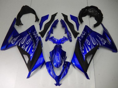 Discount 2013-2024 Blue Black White Flame Kawasaki Ninja 300 EX300R Motorcycle Fairings Canada