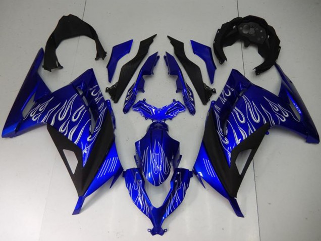 Discount 2013-2024 Blue Black White Flame Kawasaki Ninja 300 EX300R Motorcycle Fairings Canada
