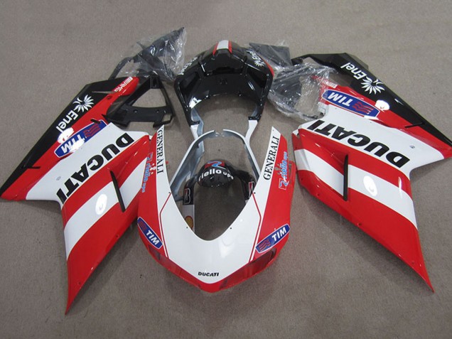 Discount 2007-2014 Red White Black Generali Tim Ducati 1098 Motorcycle Fairings Canada