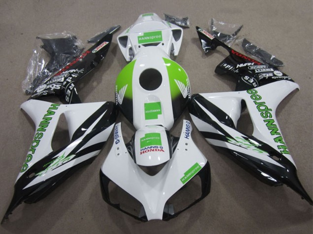 Discount 2006-2007 White Green Glossy Black Hannspree Honda CBR1000RR Motorcycle Fairings Canada