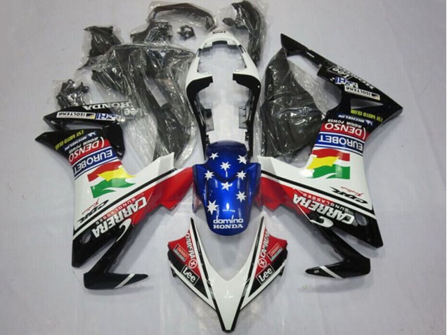 Discount 2013-2015 White Red Blue Glossy Black Star Carrera Lee DENSO EuroBet Honda CBR500R Motorcycle Fairings Canada