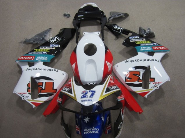Discount 2003-2004 White Red Blue Glossy Black Denso 27 Honda CBR600RR Motorcycle Fairings Canada