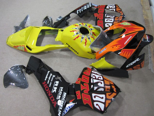 Discount 2003-2004 Yellow Orange Glossy Black Rossi Repsol 46 Honda CBR600RR Motorcycle Fairings Canada