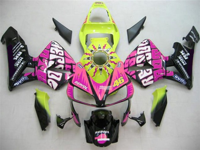 Discount 2003-2004 Yellow Pink Glossy Black Valentino Rossi Honda CBR600RR Motorcycle Fairings Canada