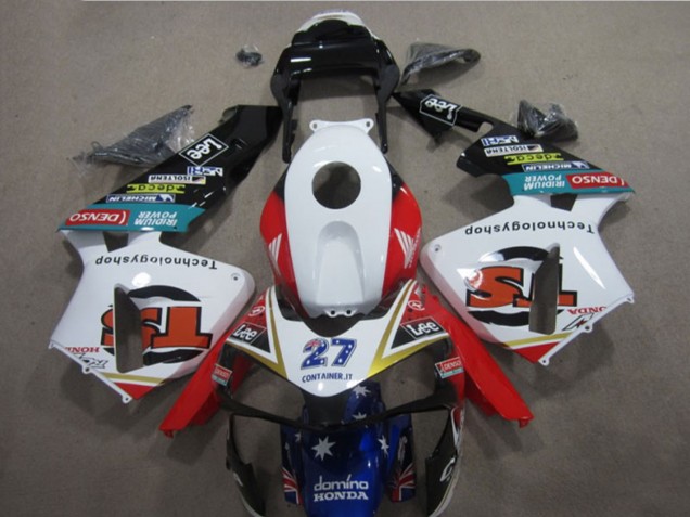Discount 2005-2006 White Red Blue Glossy Black Star Lee 27 Honda CBR600RR Motorcycle Fairings Canada