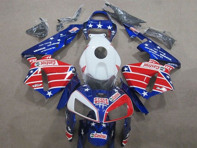 Discount 2005-2006 White Red Blue Cycle World Castrol Honda CBR600RR Motorcycle Fairings Canada