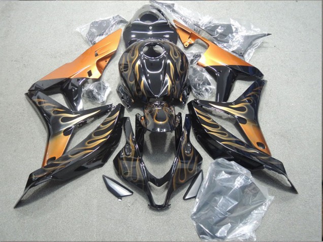 Discount 2007-2008 Glossy Black Orange Flame Honda CBR600RR Motorcycle Fairing Canada
