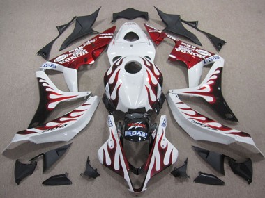 Discount 2007-2008 White Red Glossy Black Flame Honda CBR600RR Motorcycle Fairings Canada