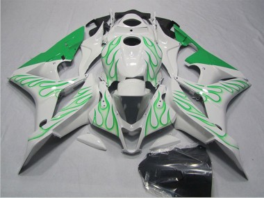 Discount 2007-2008 White Green Flame Honda CBR600RR Motorcycle Fairings Canada