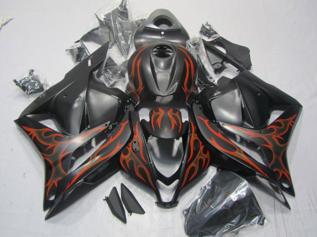 Discount 2009-2012 Matte Black Orange Flame Honda CBR600RR Motorcycle Fairings Canada