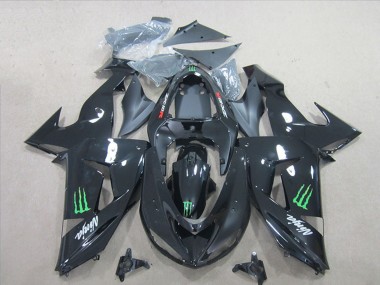 Discount 2006-2007 Glossy Black Green Monster Kawasaki ZX10R Motorcycle Fairings Canada