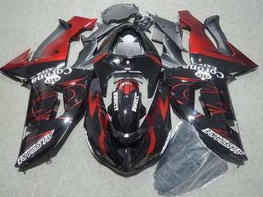 Discount 2006-2007 Glossy Black Red Flame Alstare Corona Extra Kawasaki ZX10R Motorcycle Fairings Canada