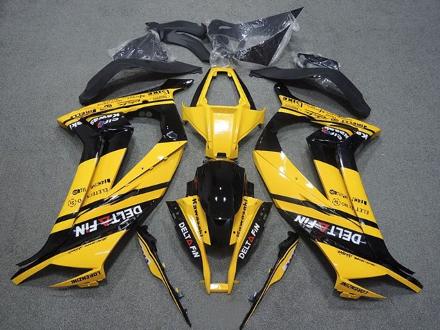 Discount 2011-2015 Yellow Glossy Black Delt Fin Kawasaki ZX10R Motorcycle Fairings Canada