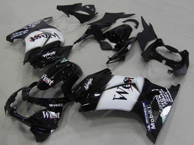 Discount 2008-2012 Glossy Black White West Kawasaki ZX250R Motorcycle Fairings Canada