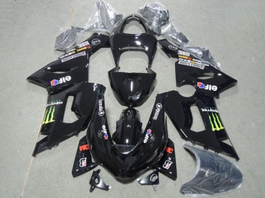 Discount 2005-2006 Glossy Black Green Monster Kawasaki ZX6R Motorcycle Fairings Canada