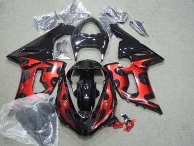 Discount 2005-2006 Glossy Black Red Kawasaki ZX6R Motorcycle Fairings Canada