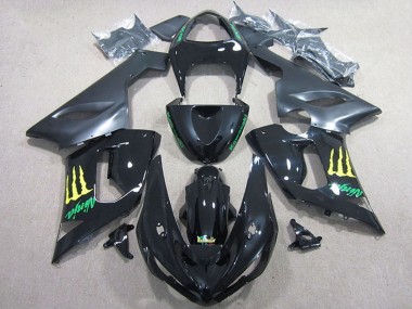 Discount 2005-2006 Glossy Black Yellow Monster Kawasaki ZX6R Motorcycle Fairing Canada