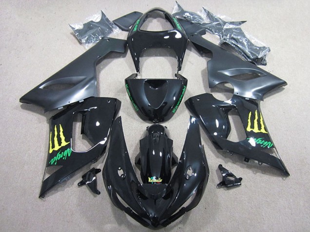 Discount 2005-2006 Glossy Black Yellow Monster Kawasaki ZX6R Motorcycle Fairing Canada