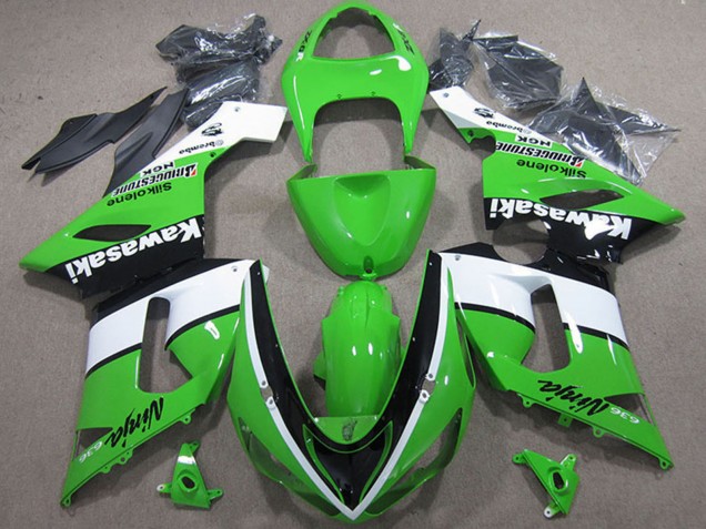 Discount 2005-2006 Green White Black Kawasaki ZX6R Motorcycle Fairings Canada
