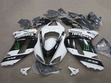 Discount 2007-2008 Black White Monster Kawasaki ZX6R Motorcycle Fairings Canada