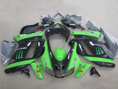 Discount 2007-2008 Green Black 3M Monster Kawasaki ZX6R Motorcycle Fairings Canada